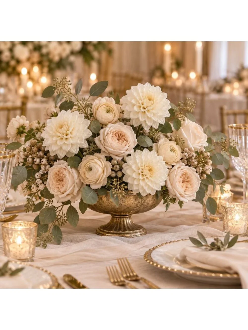 5 Off White Beige Artificial Dahlia Mum Stems 15 Inch Faux Silk Flowers for Wrea